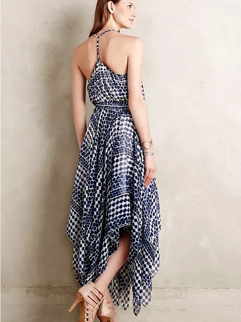 bishop + young Blue and White Printed Maxi Dress